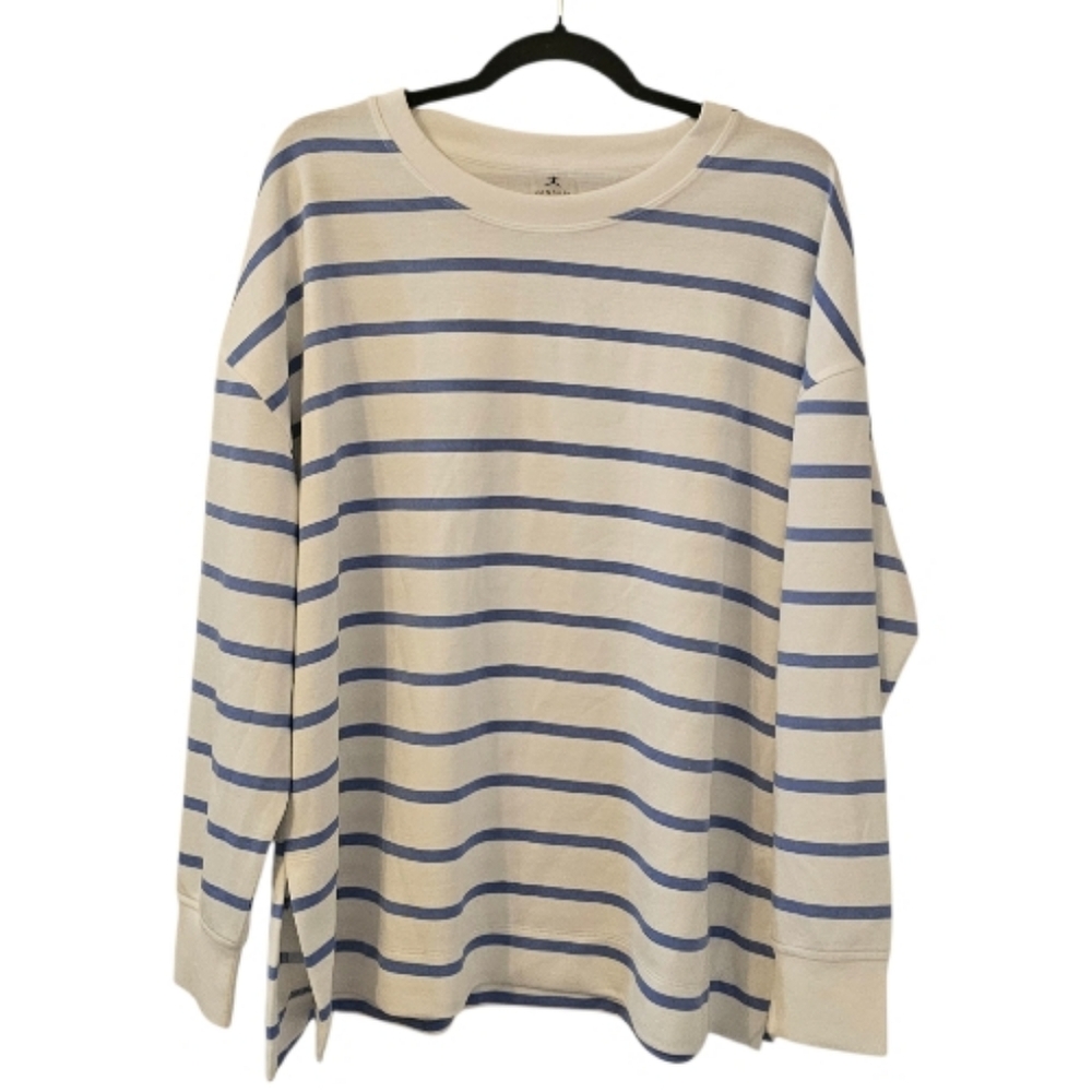 White and Blue Danskin Women's Striped Luxe Tunic Top